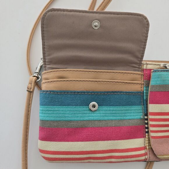 Relic Retro Rainbow Striped Canvas Crossbody Bag Wristlet Colorful Purse‎ - Picture 5 of 13